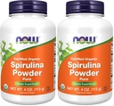 NOW Supplements, Certified Organic, Spirulina Powder, Rich in Beta-Carotene (Vitamin A) and B-12 with Naturally Occurring GLA & Chlorophyll, 4-Ounce (Pack of 2)