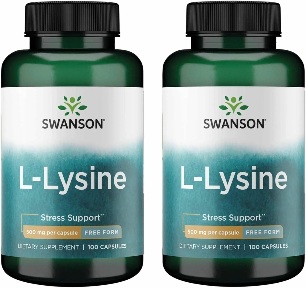 Swanson Ücretsiz Form L-Lysine - Doğal Supplement Stres Desteği ve Nervous System Health - Rahatlama 500 Milligram 100 Capsules (2 Pack)