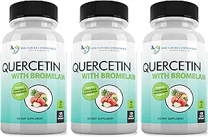 Quercetin 800mg w/bromelain 165mg ανά σερβίροντας - 120 κάψουλες λαχανικών-πλήρης 60 ημέρες προσφοράς, συμπλήρωμα βιταμίνης, Bioflavonoids, χωρίς γλουτένη, μη GMO (πακέτο των 3)