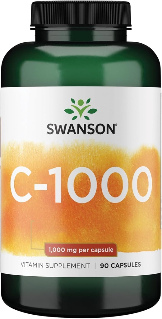 Swanson Vitamin C w/Rose HIPS - Herbal Supplement Skin Health, Heart Health & Immune System Support - Doğal Formula Koruma ve Wellness - (90 Capsules, 1000 mg Her)