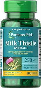 Puritans Pride Milk Butle Standardized 250 Mg Silymarin Capsules, 100 Count