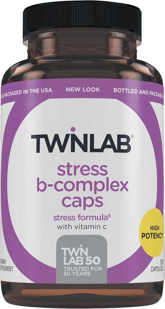 Twinlab Stres B-Complex Caps - Enerji Desteği Vitamin B12 ve B6-250 Capsules ile Supplement