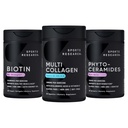 Spor Araştırmaları Vegan Biotin 10.00063 with Coconut Oil, Multi Collagen Pills (Type I, II, III, V, X) Hidrolyzed Collagen Hydro with Hyaluronic Acid + Vitamin C & Phytoceramids 350 mg per Softgel