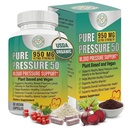 Pure Pressure 50 – Blood Pressure Supplement, High Blood Pressure Support, Natural Blood Pressure Support, Beet Root, Hawthorn & Magnesium, Heart Health, Plant-Based, 60 Capsules