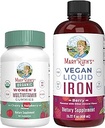 MaryRuth's Multivitamin Gummies for Women (Cherry & Raspberry) & Iron Liquid Supplement (Berry) | Clean Label Project Verified® | USDA Organic, Vegan, Non-GMO | Beauty, Immunity & Overall Health