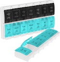 Vive Pill Organizer 2 Times a Day - Weekly Large Am Pm Pill Box 7 Day - Gün ve Gece İlaçları Vitamin, Supplements, Fish Oil - Travel Pill Case Arthritis Friendly with Push Düğme