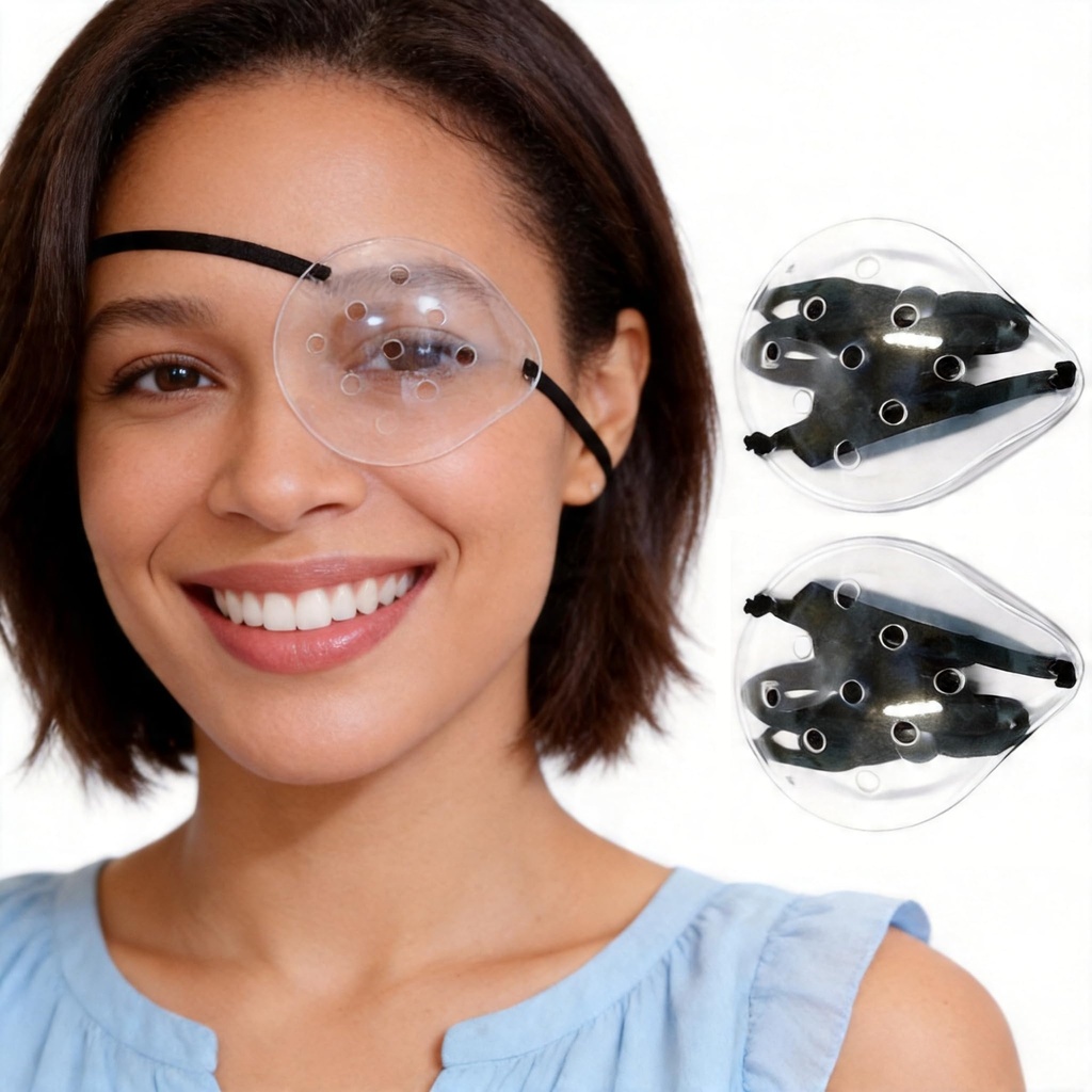 AMZVIO 2pcs Eye Shield After Cataract Surgery, Hard Protective Eye Patch for Sleeping,with Adjustable Strap, Breathable Ventilated Eye Covering for Cataract Recovery(Black)