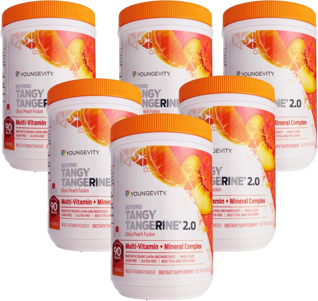 Youngevity Beyond Tangy Tangerine 2.0 Citrus Peach Fusion Multi-Vitamin & Mineral Complex - Made with Natural & Whole Foods 