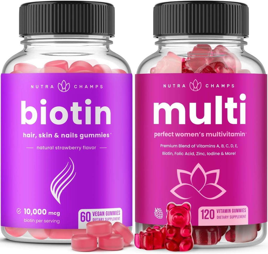 NutraChamps Biotin Gummies ve Womens Multivitamin Gummies