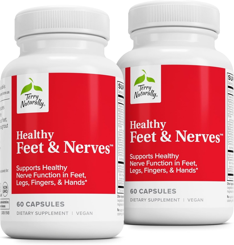 Terry Doğal Sağlıklı Ayaklar ve Nerves - Biyoaktif Vitamin B12 ile Herbal Supplement - Circulation & Nerve Health Support Supplement - Boswellia Serrata ile Vegan Capsules - 60 Capsules (Pack of 2)