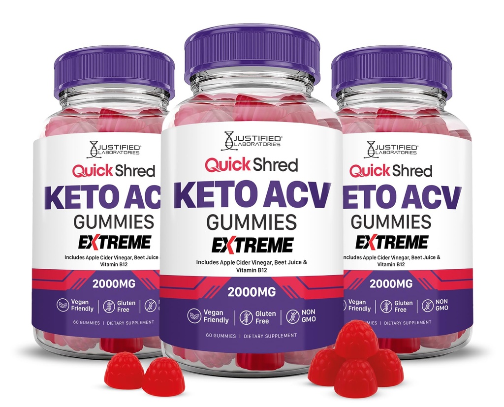 Justified Laboratories Quick Shred Keto ACV Gummies Extreme Advanced Formula 2000MG Apple Cider Vinegar Gummies with Pomegranate Beet Juice Powder & B12 Vegan, Non-GMO 180 Gummys