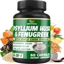 BMVINVOL Psyllium Husk Fiber συμπλήρωμα t με Fenugreek, μηλίτη ξύδι μήλου, Turmeric, Ginger, Black Pepper-Digestion Health Support - 60 κάψουλες