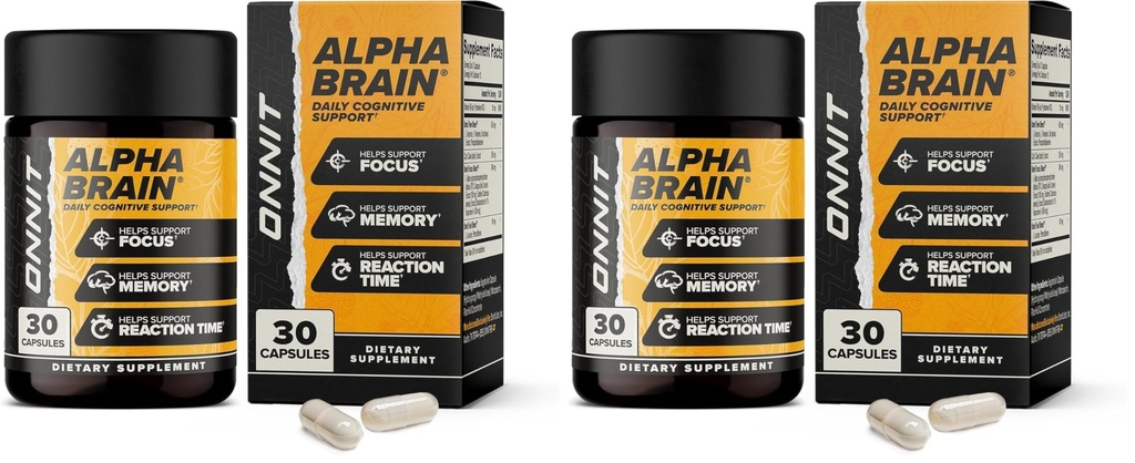 ONNIT Alpha Brain Nootropic Brain Supplement for Men and Women, IGEN Non-GMO Tested, Memory, mental Clarity, Cognitive Support and Focus Capsule Capsule Capsules with L-Theanine and B6, 30 Count (Pack of 2)