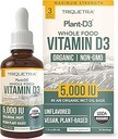 Plant-D3 Organik Vitamin D3 5000 IU - Vegan, Max Strength Sublingual Liquid D3 Drops -% 200 Yüksek Aborpsiyon -% 100 Plant-Based Cholecalciferol Form - All Ages (1oz Liquid) için Artırılmış Dosing