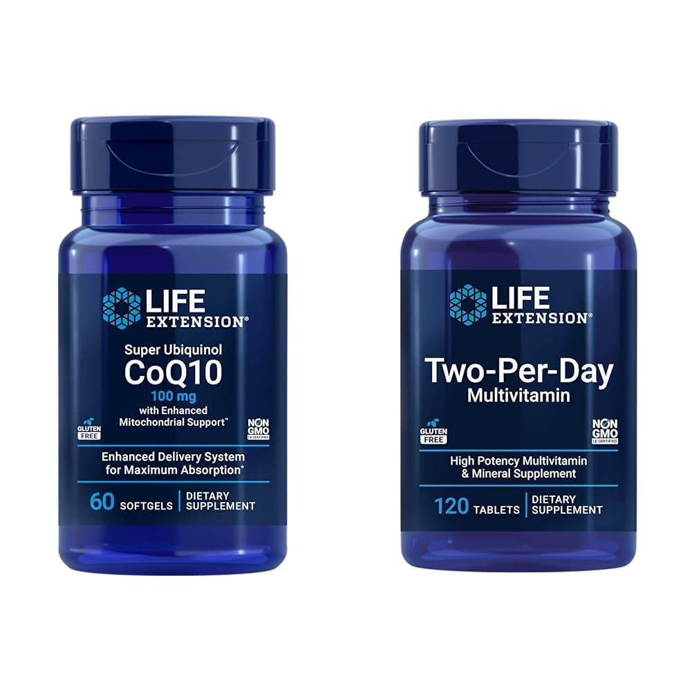 Life Extension Super Ubiquinol CoQ10 Heart & Cell Energy Support with Two-Per-Day High Potency Multi-Vitamin & Mineral Supplement, 60 Softgels & 120 Tabletler