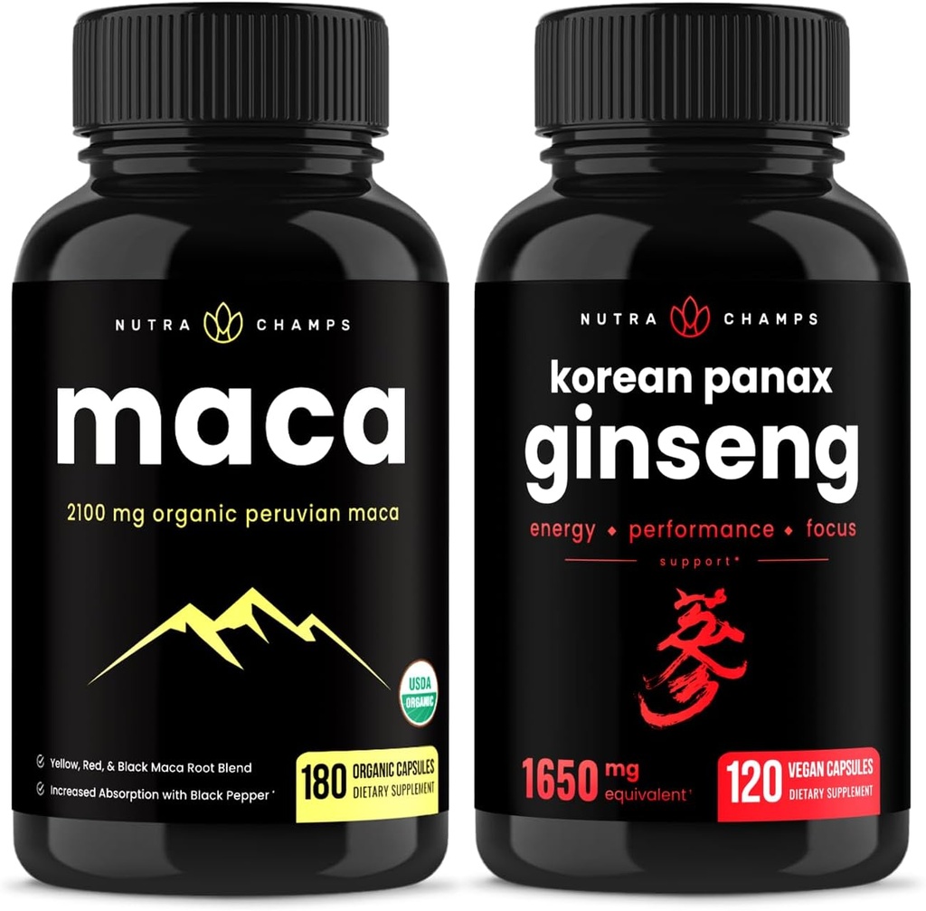 NutraChamps Κάψουλες ρίζας Maca και Korean Ginseng Κάψουλες 2 Πακέτων