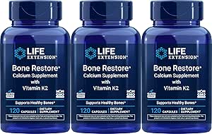 Life Extension Bone Restoreelli Supplement with Vitamin K2, 120 Capsules (Pack of 3)
