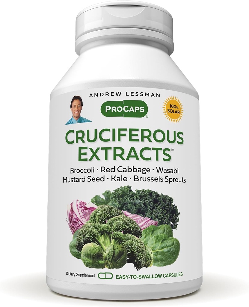 ANDREW LESSMAN Cruciferous Extracts 360 Capsules - High Levels of Glucosinolates and Sulforaphane from Broccoli, Red Cabbage, Mustard Seed, Wasabi, Brussels Sprouts and Kale Extracts, No Additives