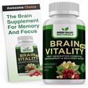 GREEN VALLEY NATURALS Brain Vitality Plus™ – Brain Health & Cognitive Support for Memory, Focus & Mental Clarity with Cognizin® Citicoline, Bacopa Monnieri & DHA Omega-3 | 60 Softgels