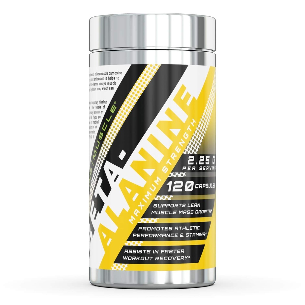 Amazing Muscle Beta Alanine Amino Acid | 2250mg Per Serving | Ideal Pre & Post Workout Supplement | Unflavored | 120 Capsules