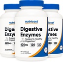 Nutricost Digestive Enzymes 620 mg, 120 Veggie Capsules (3 Şişe) - Tamamlayıcı Enzyme Supplement