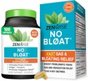 Zenwise Health No Bloat Digestive Enzymes for Gut Health, Gas & Bloating Relief - Multi Enzymes Digestion Supplement with Probiyotiks, Ginger, Turmeric Dandelion & Lactase - Men & Women - 100 Count