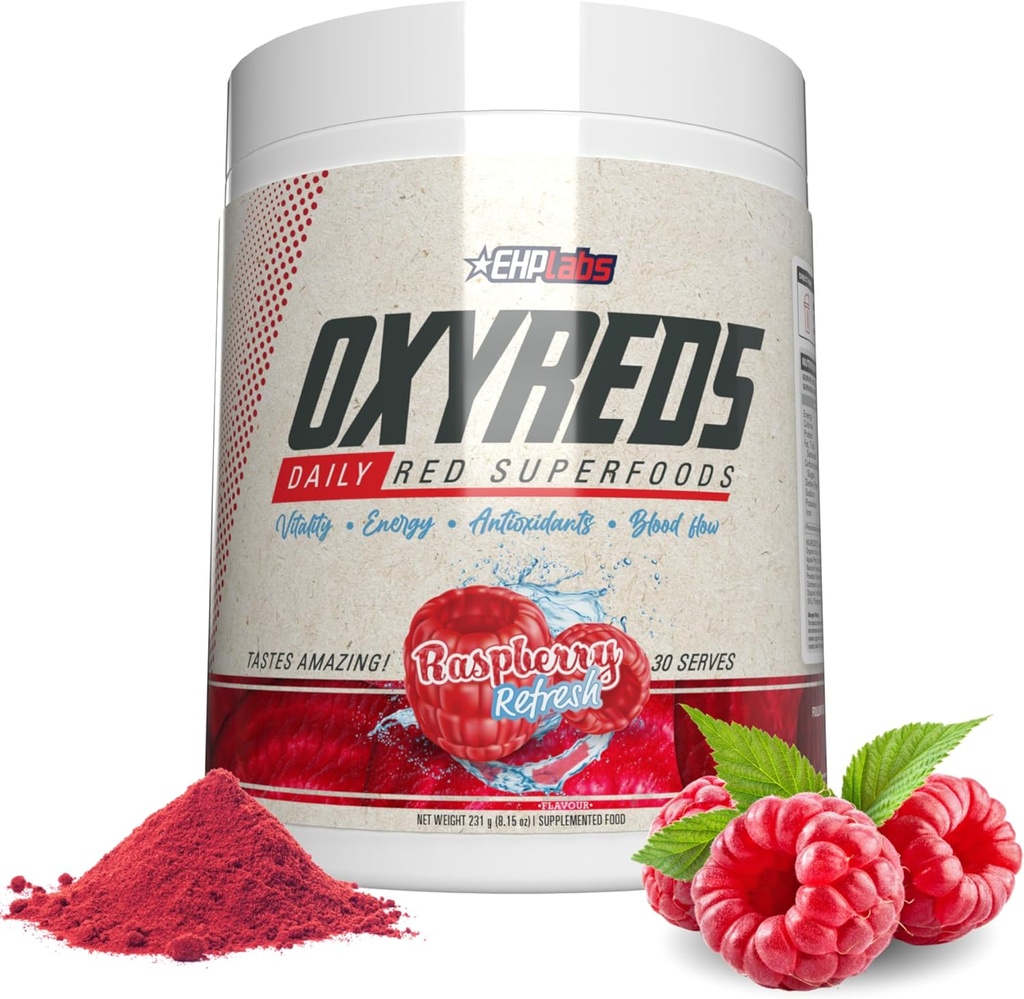 EHP Laboratuvarları OxyReds Superfood Beets Toz - Nitrik Çimento Tamam, Organik Arıt Kök Toz, Immune Support Supplement & Prebiyotiks for Digestive Health, Beet Toz - Raspberry Reno, 30 Hizmetler