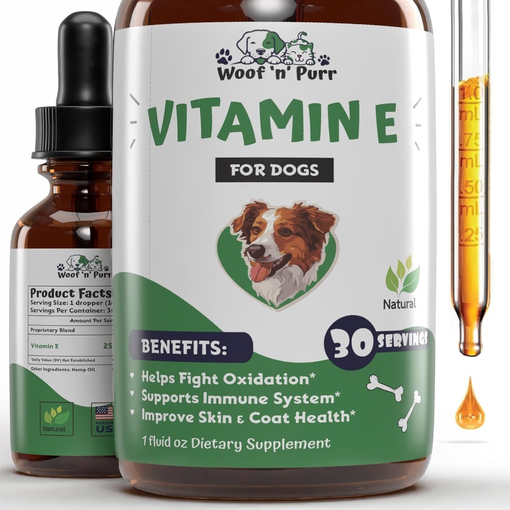 Köpekler için E - Vitamin E Köpek - Köpek Vitamini - Köpek Vitaminleri E - Vitamin E Canine - Köpekler için E Supplement - Vitamin E Oil Dog - Dog Vitaminleri - Dog Immune Support - 1 fl ozz