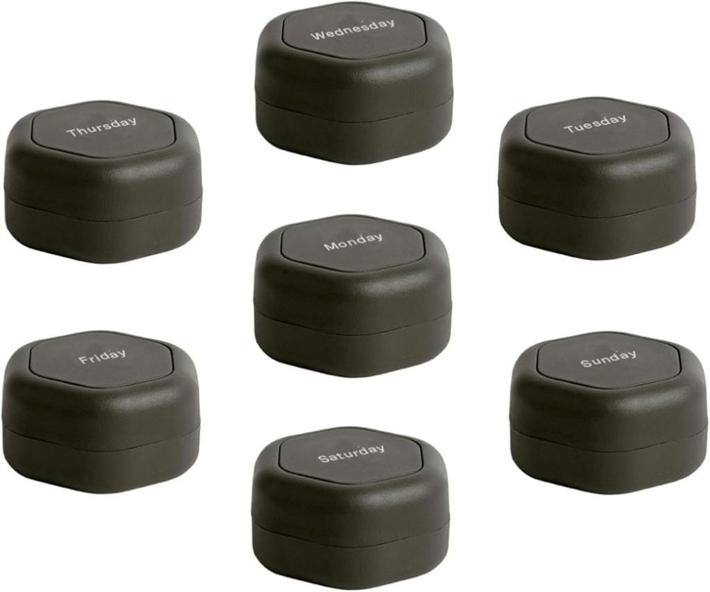 Cadence Seyahat Konteynerleri - Pill Case Set - Manyetik Seyahat Capsules,Daily Tıp Pills, Supplements, & Vitaminler - Haftalık Pill Organizer - Charcoal
