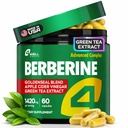 Berberine HCL 1200mg & Japanese Green Tea Extract 150mg – Berberine Supplement for Metabolic Support with Apple Cider Vinegar & Goldenseal, Body Composition, Digestive & Immune Support, 60 Capsules