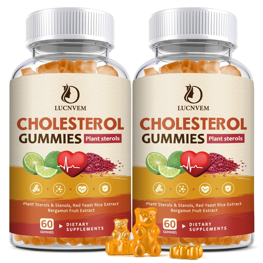 (2 Pack) Cholesterol için Gummies for Cholesterol Health, Plant Sterols & Stanols, Red Yeast Rice, Citrus Bergamot Complex for Cholesterol, Health Cholesterol Levels - 60 Day Supply