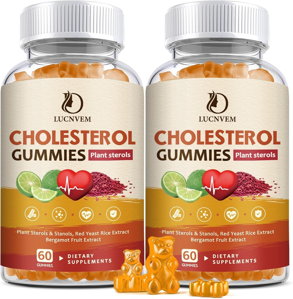 (2 Pack) Cholesterol için Gummies for Cholesterol Health, Plant Sterols & Stanols, Red Yeast Rice, Citrus Bergamot Complex for Cholesterol, Health Cholesterol Levels - 60 Day Supply