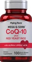 Piping Rock CoQ10 with Red Yeast Rice | 100 Capsules | Alfa Lipoic Acid | Non-GMO, Gluten Free Supplement Supplement Supplement
