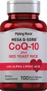 Piping Rock CoQ10 with Red Yeast Rice | 100 Capsules | Alfa Lipoic Acid | Non-GMO, Gluten Free Supplement Supplement Supplement