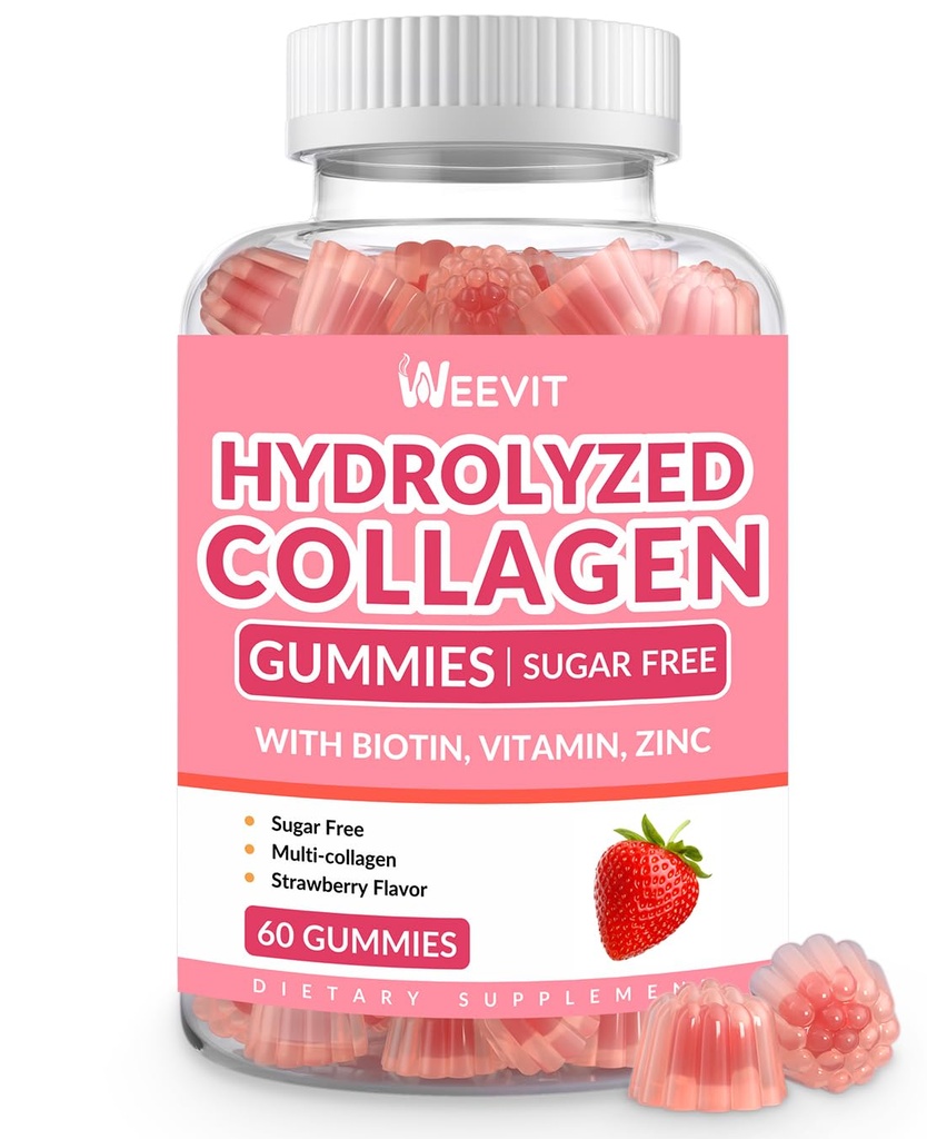 Kadınlar için Collagen Gummies, Hydrolyzed Collagen, Gummies with Biotin, Collagen Supplements Gummy with Vitamin B12, C, D, çinko for Hair Skin Nail