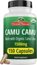 Peruvian Naturals Vitamin Organik C Camu Camu Capsules 1.500 mg - 150 Vegan Pills, Doğal C Tüm Gıda Camu Berry Organik, Non-GMO
