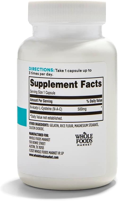 365 από το Whole Foods Market, N-Acetyl L-Cysteine 500 MG, 100 Count (Pack of 2)