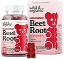 Wild & Organic Beet Root Gummies 12000 mg - Red Beets Beetroot Tozlu Kadınlar ve Erkekler için Tamamlar - 60 Pectin-Based Chews