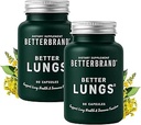 Betterbrand BetterLungs Daily Respiratory Health Supplement (60 Capsules) | NAC, Vitamin D, Elderberry, BTC, Mullein ve Reishi Mushroom | Lung Health and Alerji Relief (Pack of 2)