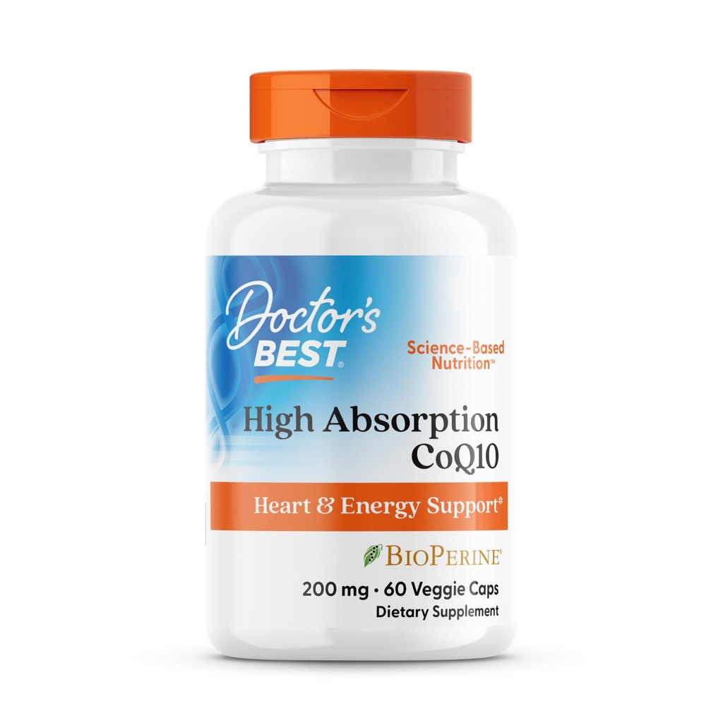 Doktor'un En İyi Yüksek Apsiyon CoQ10 200 mg with BioPerine Supplement - Coenzyme Q10 Caps for Heart Health & Antioksi Support, CoQ10 200 mg for Women & Men, Non GMO - 60 Veg Capsules