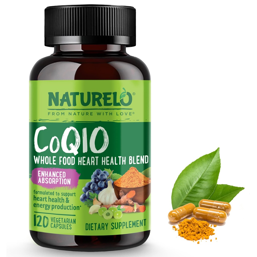 NATLO Whole Food CoQ10 Supplement, 120 Veg Capsules, Heart Health Assembly, Güçlü Antioksi, CoQ10 100 mg Supports Energy Production Production Production Production