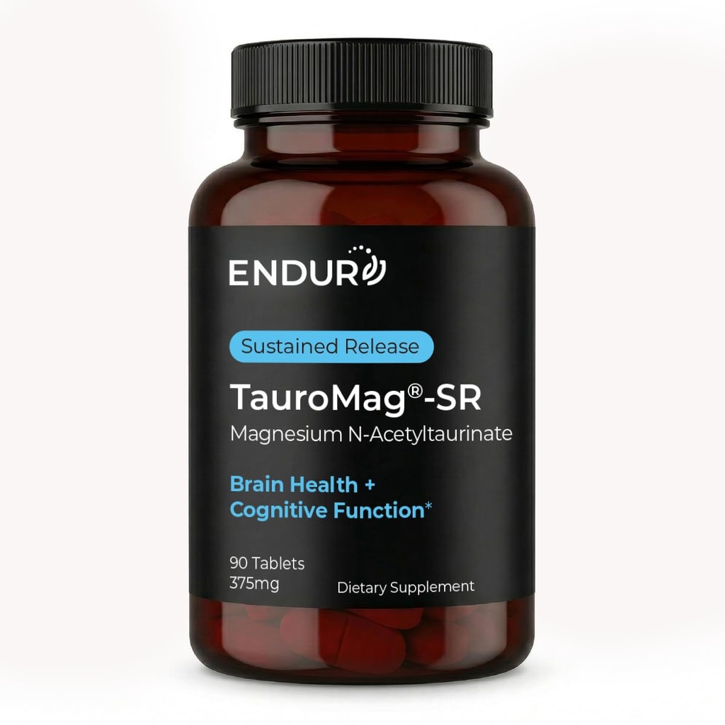Endur TAUROMAG-SR Μαγνήσιο N- Acetyltaurinate, Συμπλήρωμα Εγκεφαλικής Υγείας, βοηθά στην προώθηση της λειτουργίας μνήμης, χωρίς γλουτένη, 375mg (90 δισκία)