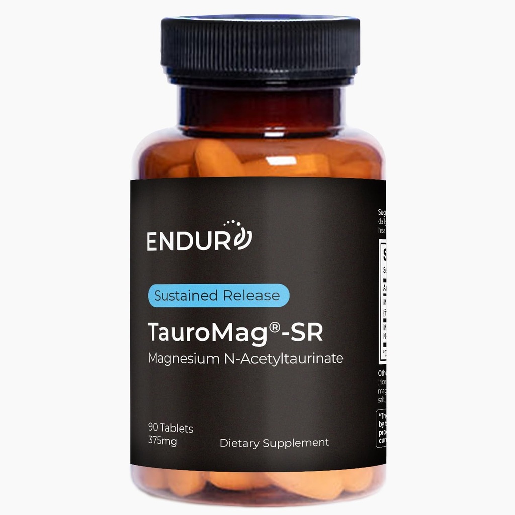 Endur TAUROMAG-SR N-Acetyltaurinate, Brain Health Supplement, Memory Function, Gluten Free, 375 mg (90 Tablet)