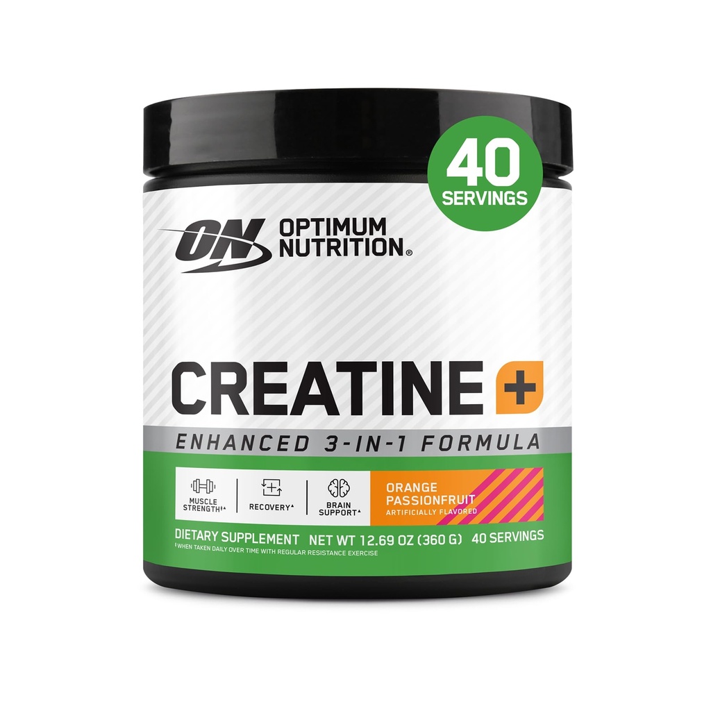 Optimum Beslenme Kretine Monohidrat Plus Toz, Orange Passionproduct Flavored Tinatine Performance Meeting with Electrolytes for Hydration,Add Vitamins, 40 Servisler, 360 Grams (Pazar May Vary)