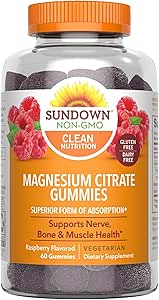 Sundown Magnezyum Citrate Gummies, Raspberry Flavored, 60 Kont