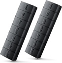 Büyük Pill Organizer 2 Pack, Easy-Open Weekly Pill Organizer, XL Daily Pill Organizers, 7 Günlük Tıp Pill Organziers, Medical Box 7 Day for Large Vitamin Supplements (Çift Siyah)