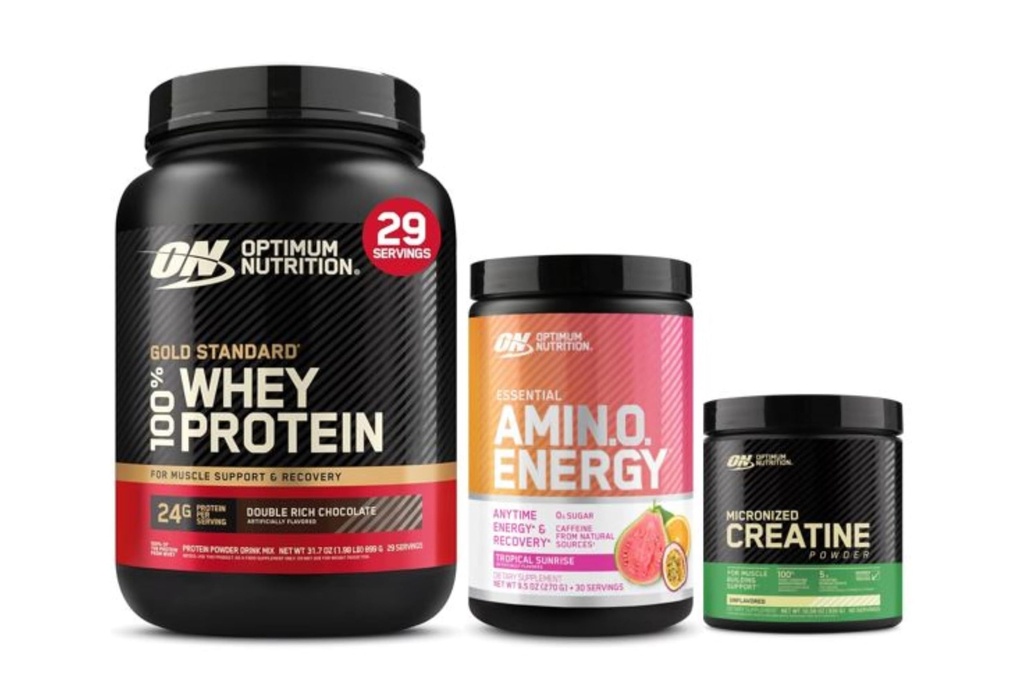 Optimum Beslenme Paketi: Mikronized Tinatine Monohidrat Toz (60 Hizmet) ve Chen Energy Tropikal Sunrise (30 Hizmet) ve Altın Standart 100% Whey Çift Zengin Çikolata (29 Hizmet)