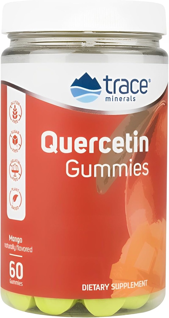 Trace Minerals Quercetin - Αντιοξειδωτικό συμπλήρωμα υποστηρίζει ανοσοποιητική & κυτταρική υγεία - Βασικά συμπληρώματα θρεπτικών συστατικών υποστηρίζει Ορυκτή απορρόφηση & καρδιοαγγειακή υγεία - Mango, 60 Gummies