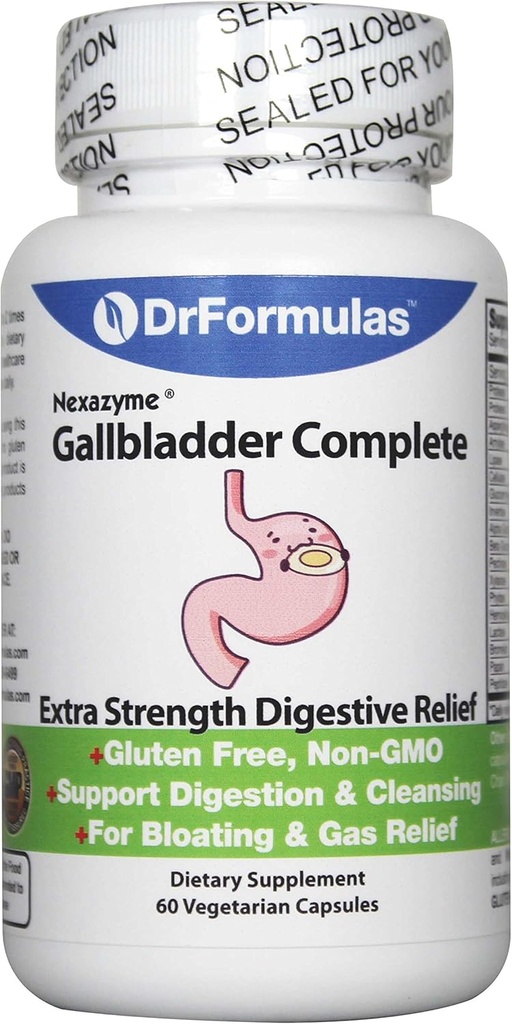 DrFormulas 18 Digestive Enzymes to Support Gallbladder and Pancreatic Enzymes with Amyla, Protease, Lipase, Lactase, Cellulase, Bromelain 60 Capsules