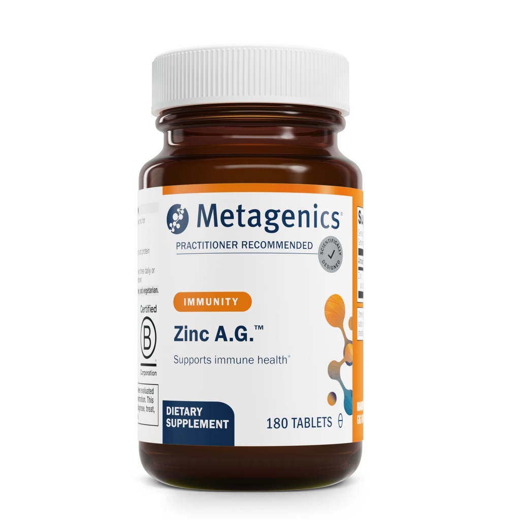 Metagenics çinko A.G. - Yüksek derecede Absorbable çinko ile Arginine & Glycine Chelates - Destekler Immune Function, Bone Health, Skin & Energy Metabolism - Non-GMO & Gluten-Free - 180 Tabletler